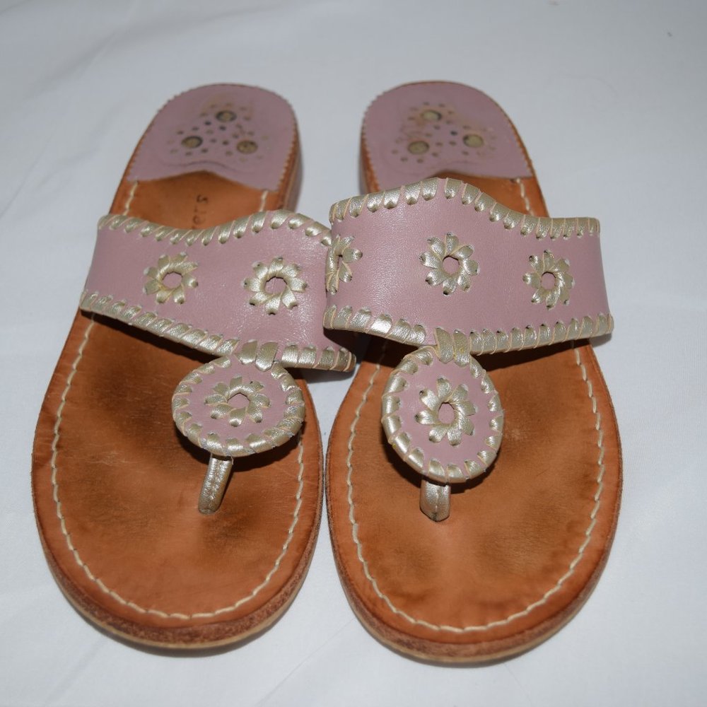Jack Rogers Original Jack's 7 Slip On Sandals Leather Flat Thong Slides b29